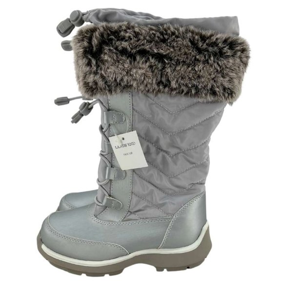 Lands’ End | Girl's Snowflake Winter Boots | Silver | Size 11 - Picture 4 of 6